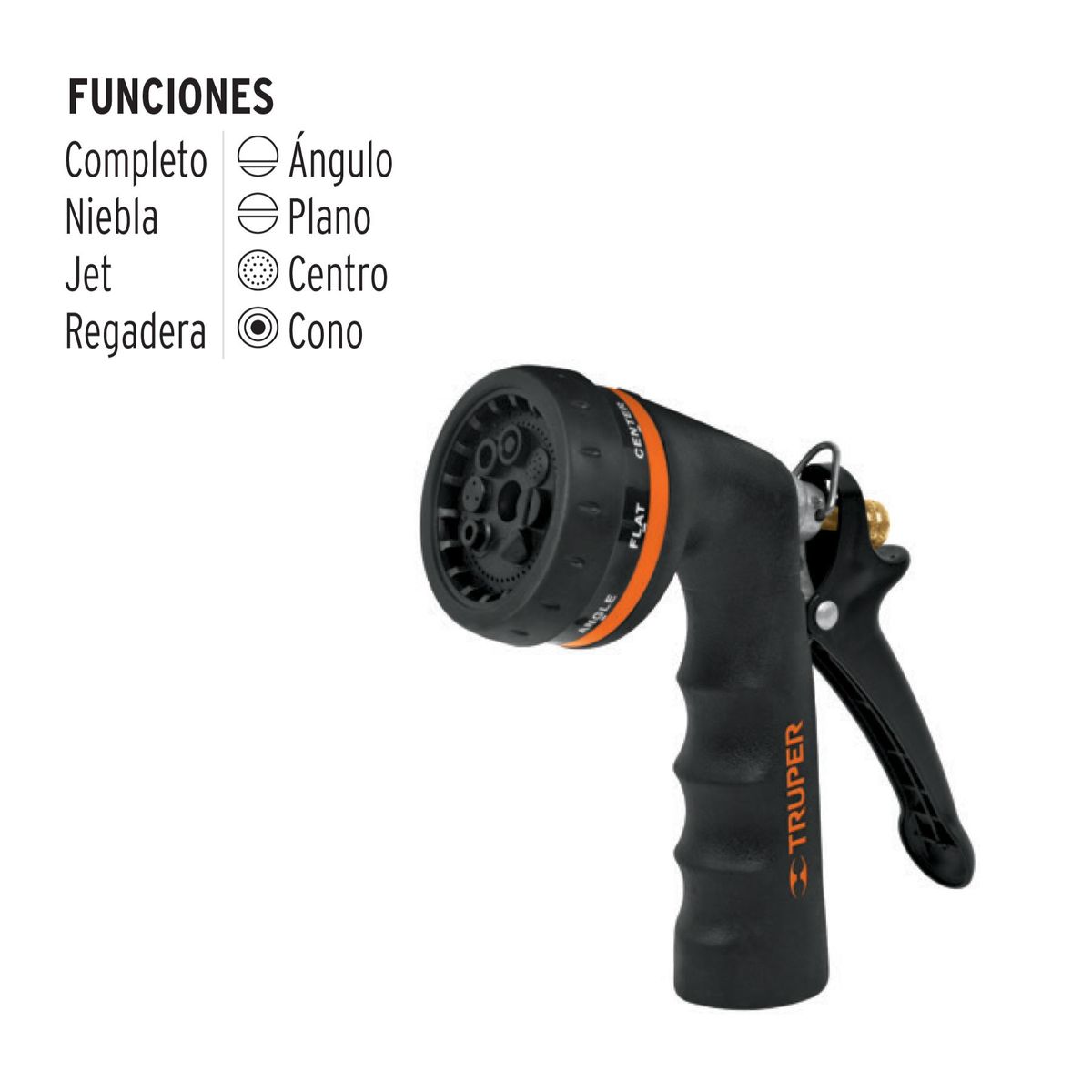 TRUPER - Pistola Metálica De Jardinería Profesional 8 Funciones Truper