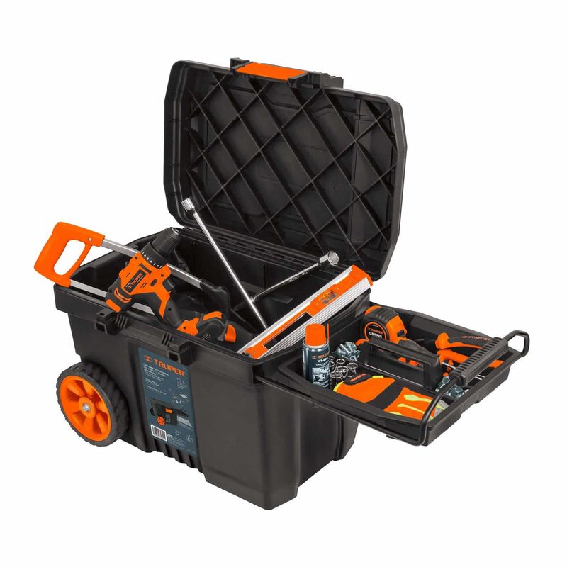 TRUPER - Caja De Herramientas De 57 Litros Con Ruedas, Soporta 40 Kg Truper
