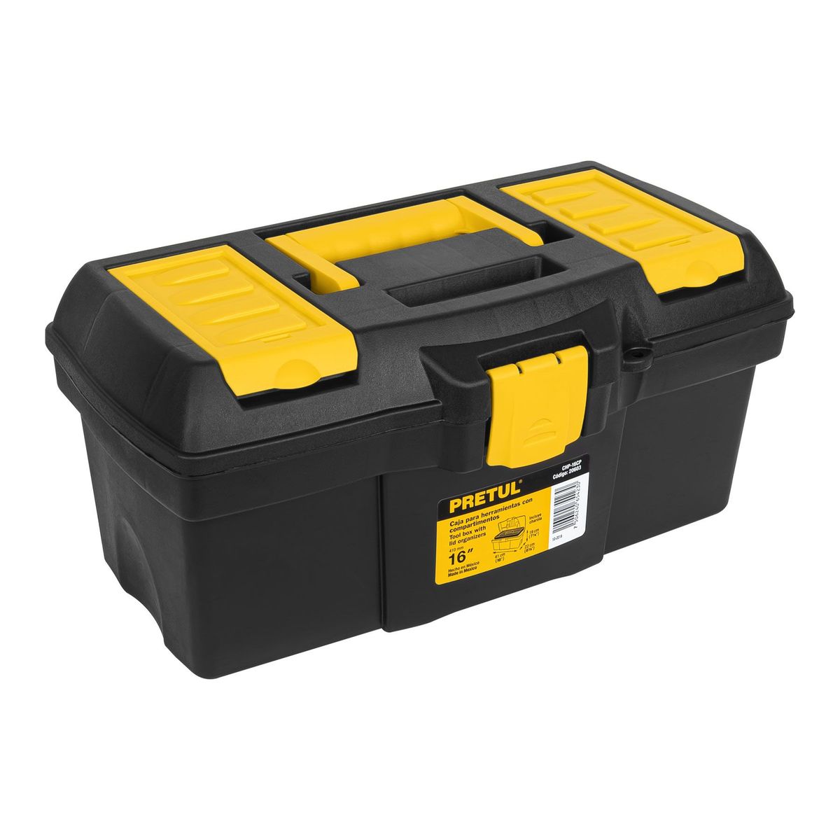 PRETUL - Caja De Herramientas De 41 Cm Con Compartimientos Y Charola Pretul