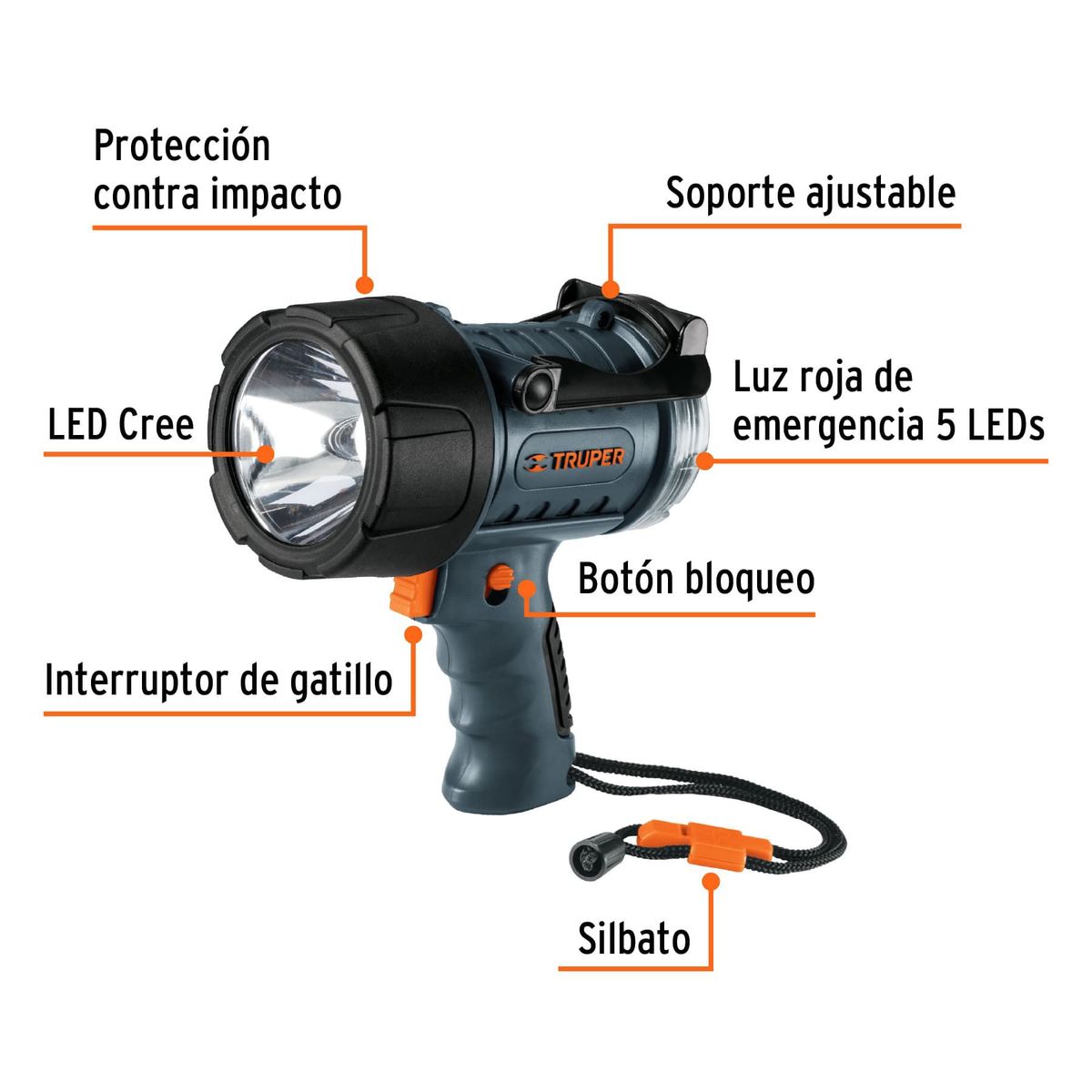 TRUPER - Linterna Recargable De Emergencia 350 M, Ip67, 300 Lumenes Truper