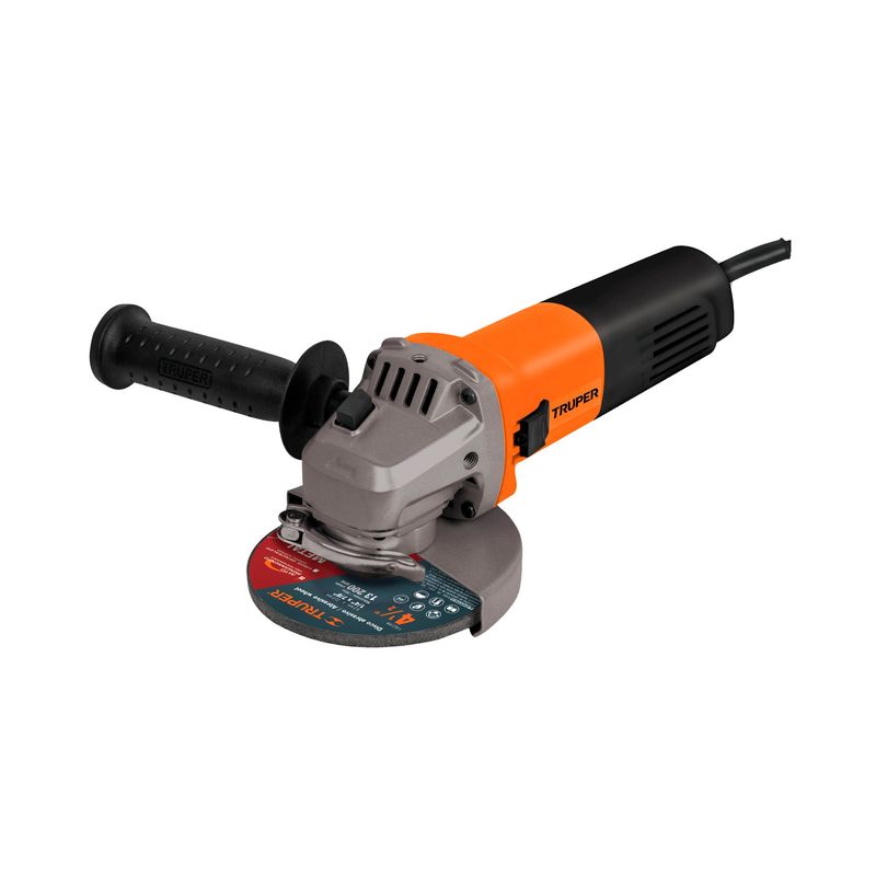 TRUPER - Pulidora Angular Profesional 4.1/2", 800 W Con Accesorios Truper