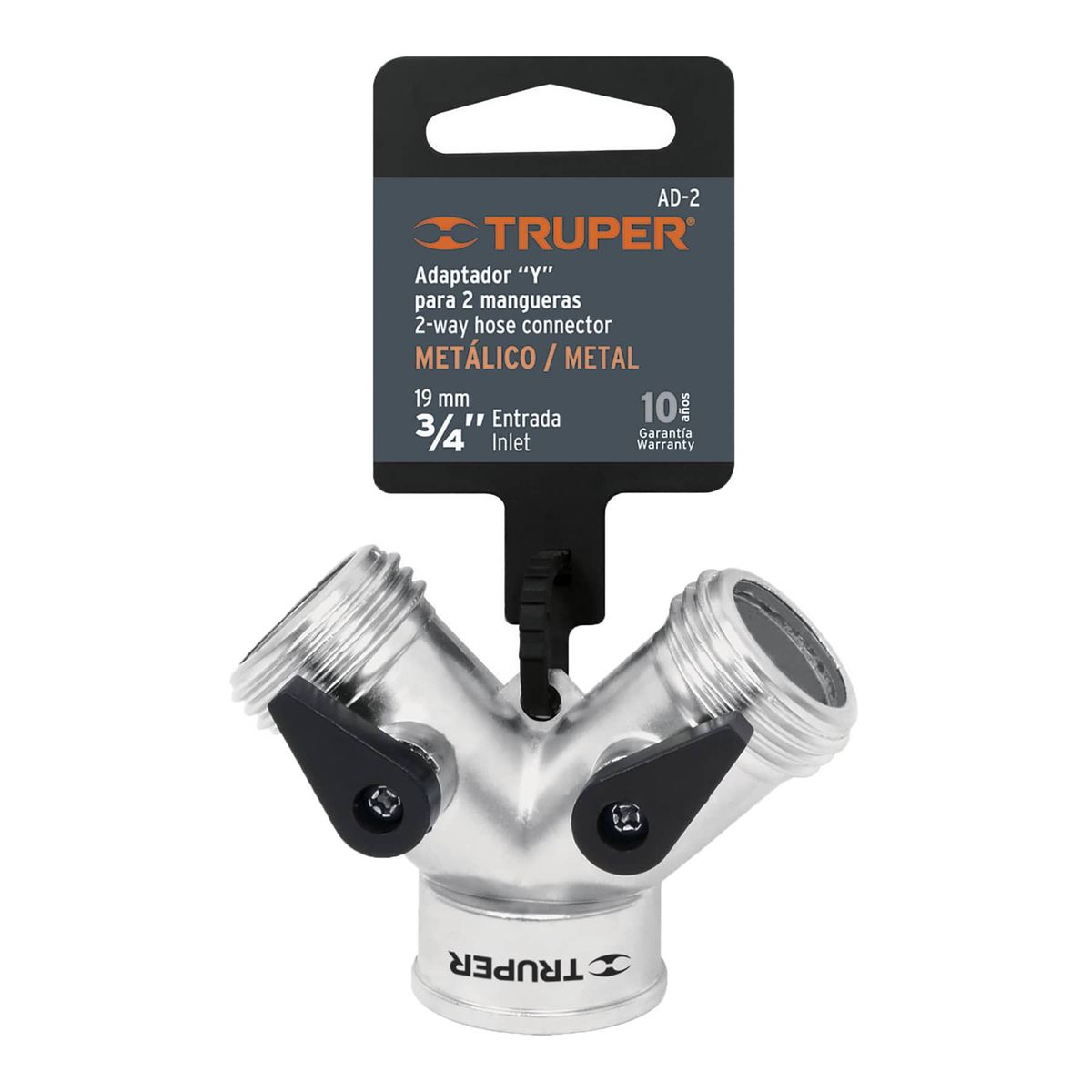 TRUPER - Conector Tipo Y Para Llave De Agua, Metálico Con Válvulas Truper