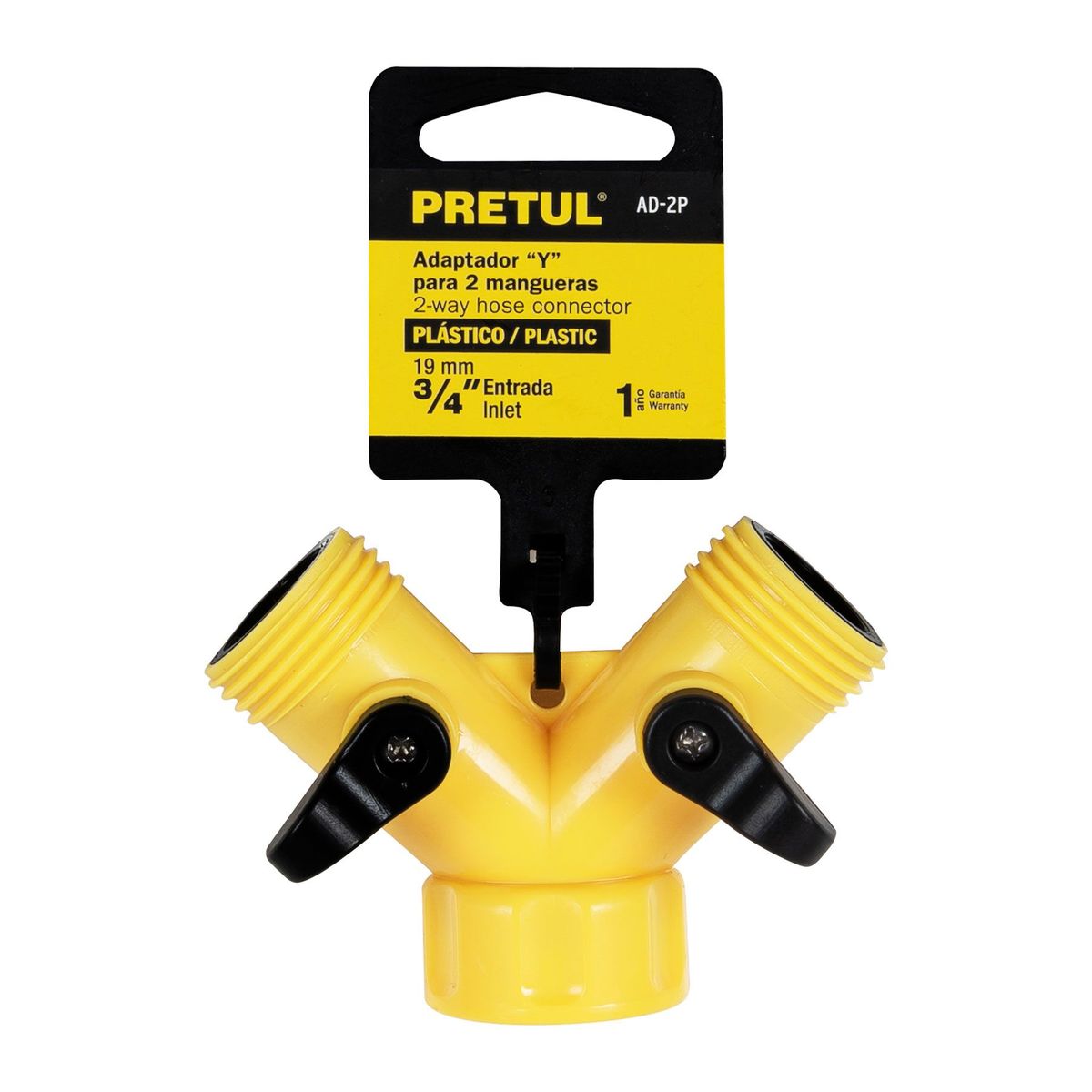 PRETUL - Conector Tipo Y Para Llave De Agua, Plástico Con Válvulas Pretul