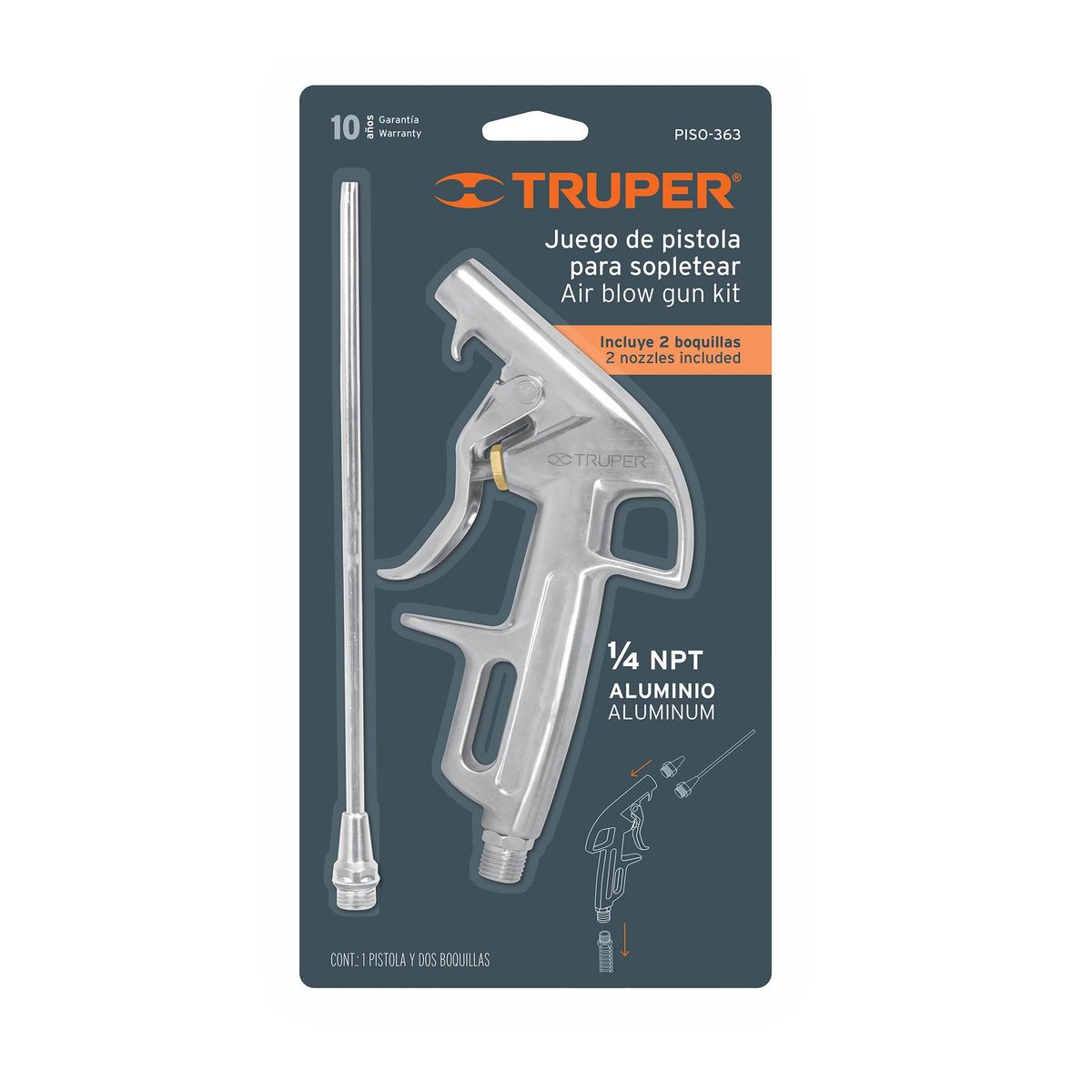 TRUPER - Juego De Pistola Sopleteadora Con 2 Boquillas Truper