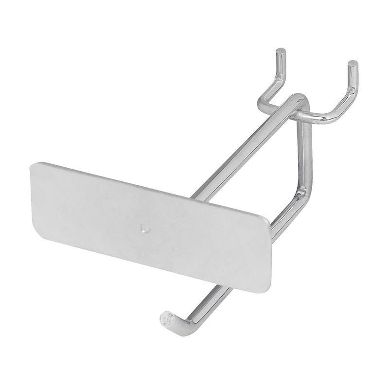 TRUPER - Gancho Recto De 10 Cm Para Panel Ranurado, Con Portaetiqueta Truper