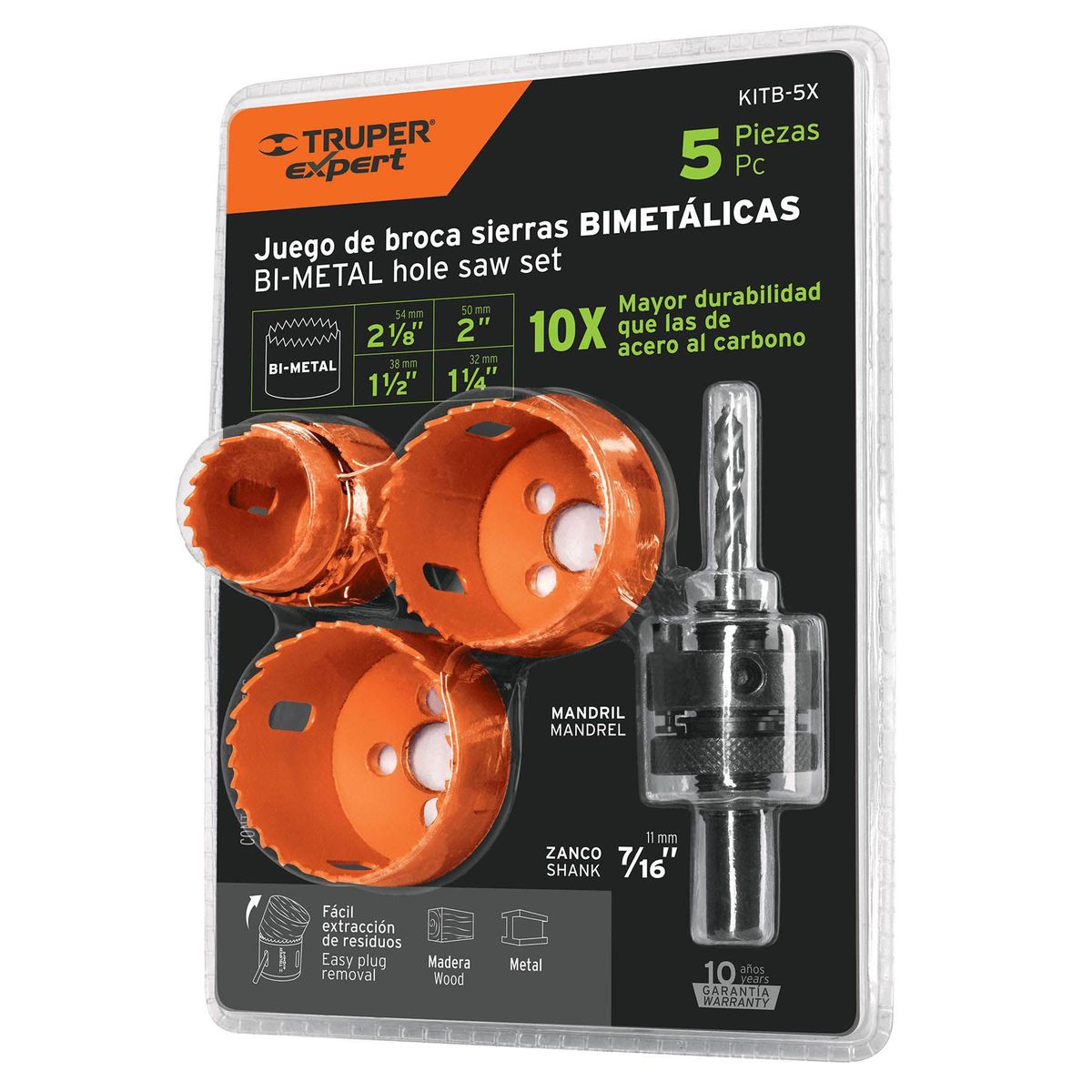TRUPER - Juego De Sierras Copas Bimetálicas 5 Piezas Uso Industrial Truper