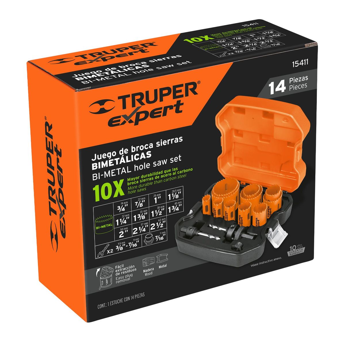 TRUPER - Juego De Sierras Copas Bimetálicas 13 Piezas Uso Industrial Truper