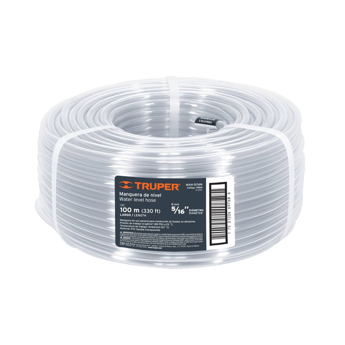 TRUPER - Manguera De Nivel 100 Metros, Diámetro 5/16", Espesor 1 Mm Truper