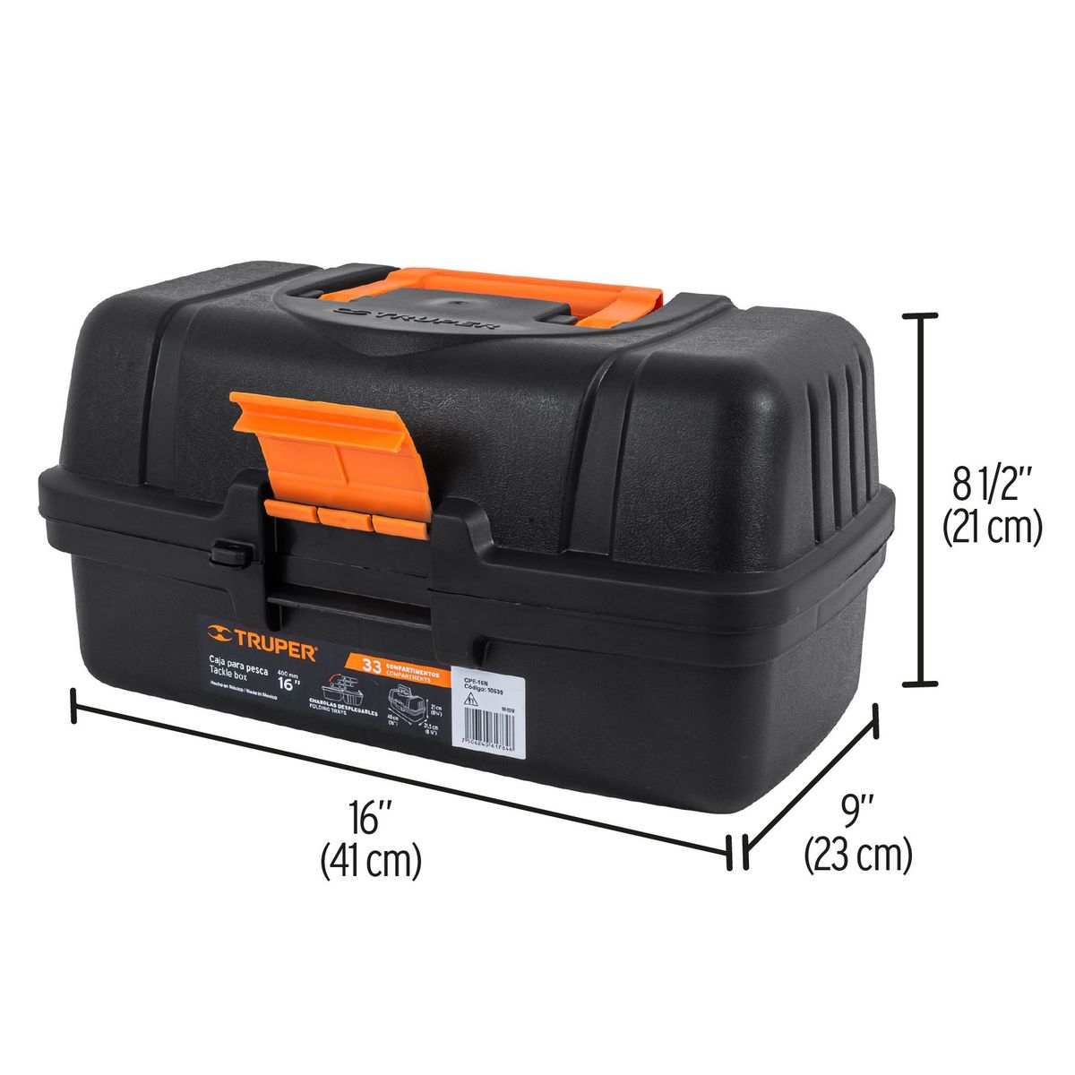 TRUPER - Caja Para Pesca De 41 Cm, 33 Compartimientos Y 3 Bandejas Truper