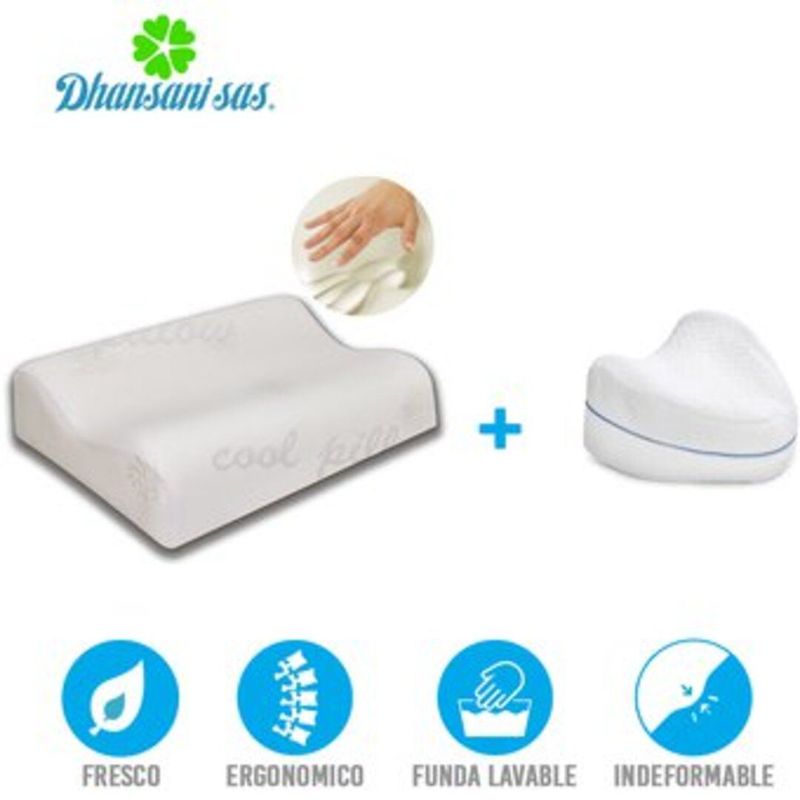 PILLOWISE - Set almohada ortopédica cervical alta visco-smart  cojín entrepierna