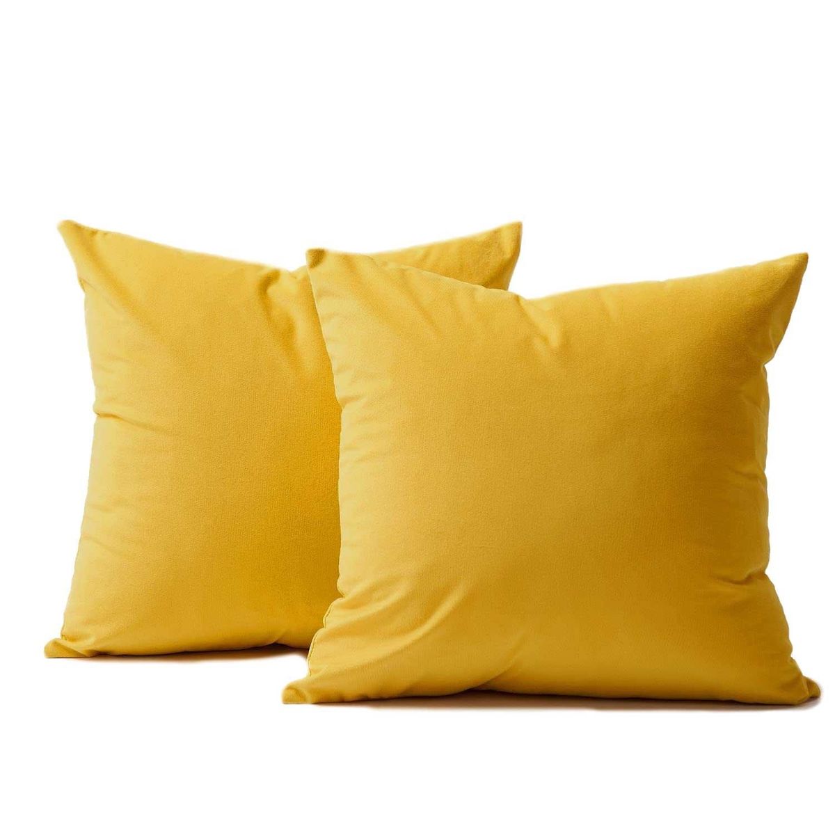 BANZAY - Funda X2 Cojines Decorativos Cuadrados en Tela - Amarillo