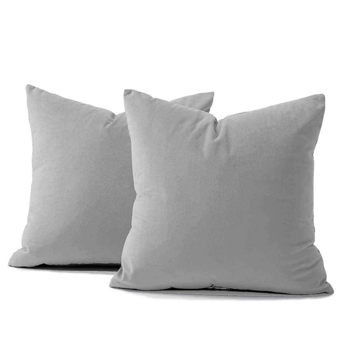 BANZAY - Funda X2 Cojines Decorativos Cuadrados en Tela - Gris claro