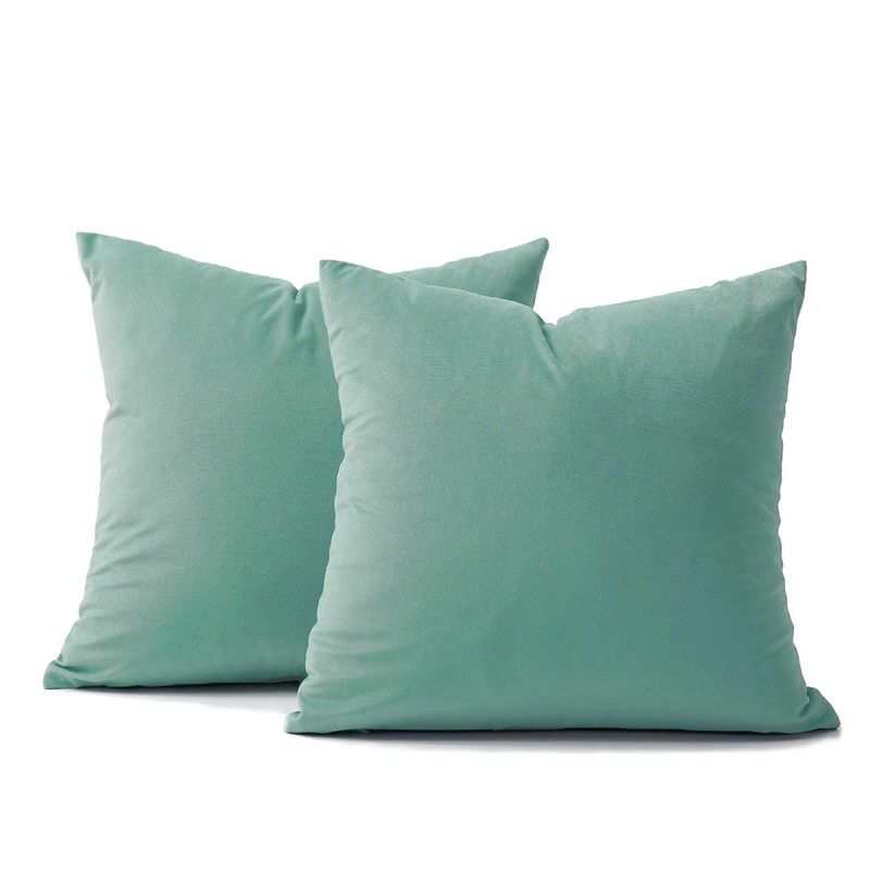 BANZAY - Funda X2 Cojines Decorativos Cuadrados en Tela - Menta