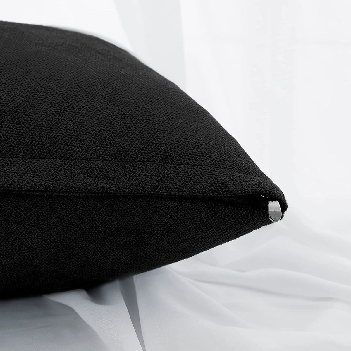 BANZAY - Funda X2 Cojines Decorativos Cuadrados en Tela - Negro