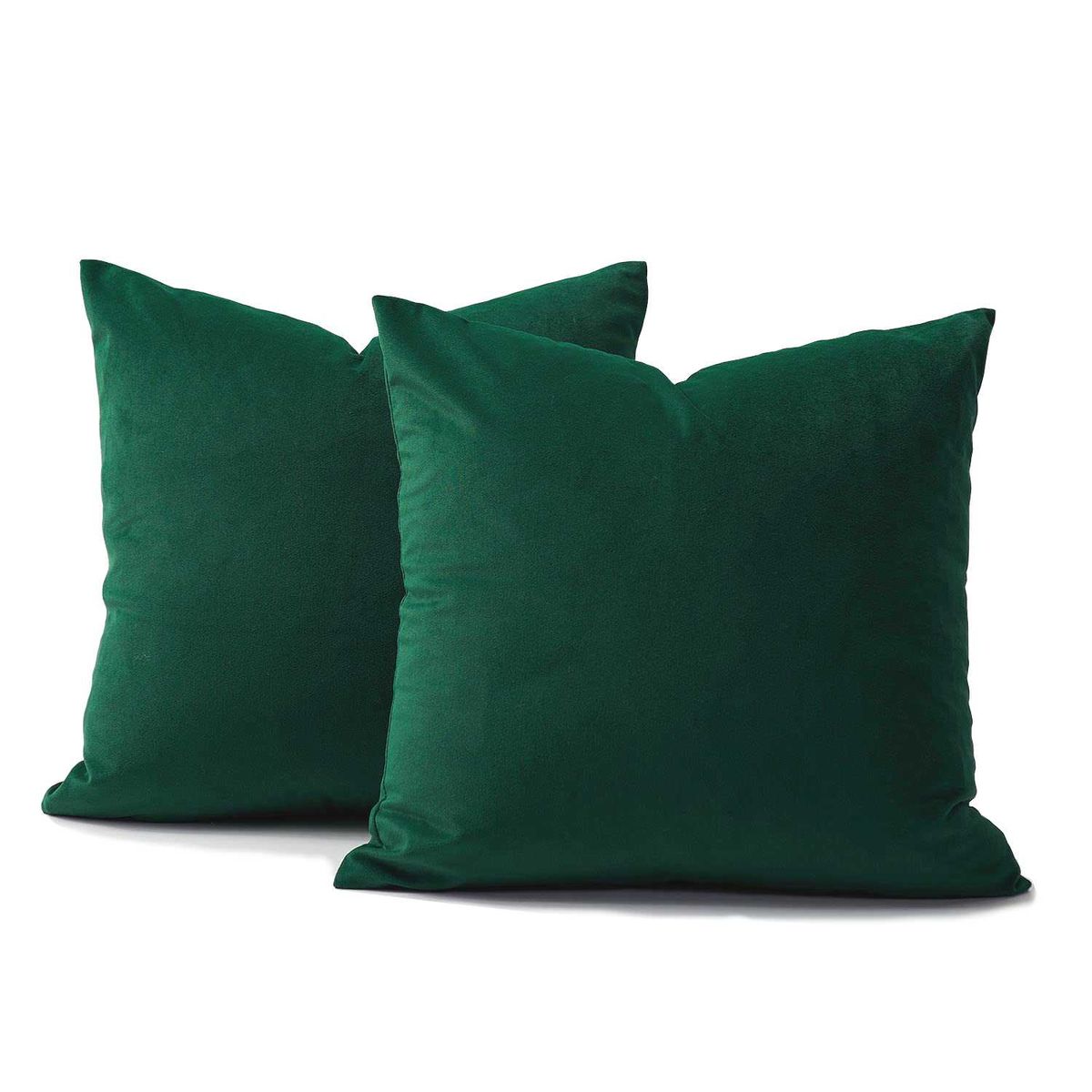BANZAY - Funda X2 Cojines Decorativos Cuadrados en Tela - Verde Esmeralda