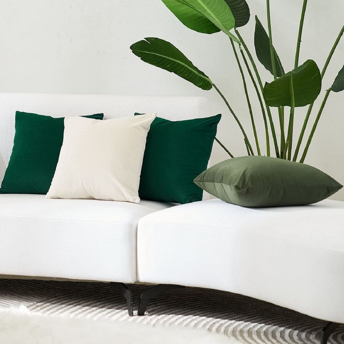 BANZAY - Funda X2 Cojines Decorativos Cuadrados en Tela - Verde Esmeralda