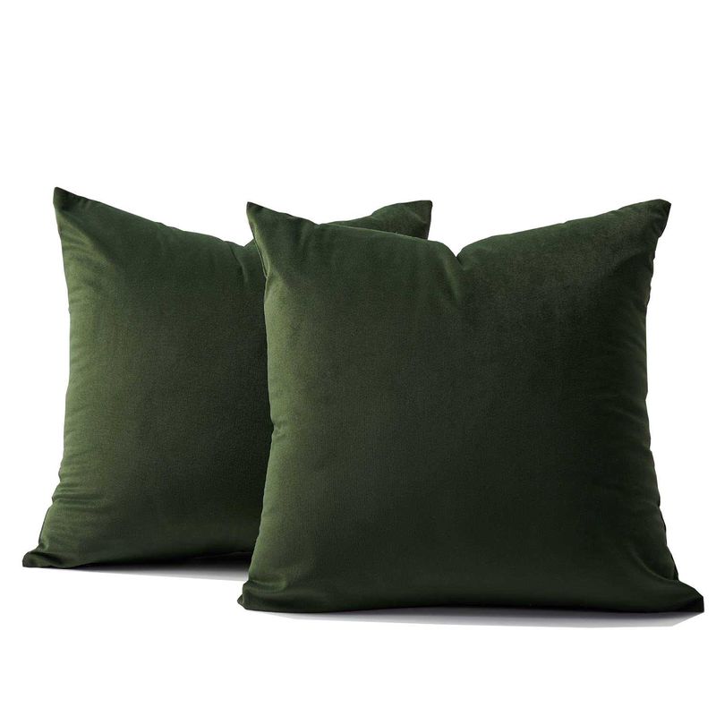 BANZAY - Funda X2 Cojines Decorativos Cuadrados en Tela - Verde Militar