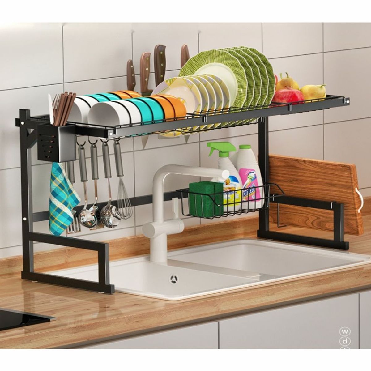 GENERICO - Escurridor De Platos Metálico Para Sobre Poner En Lavaplatos