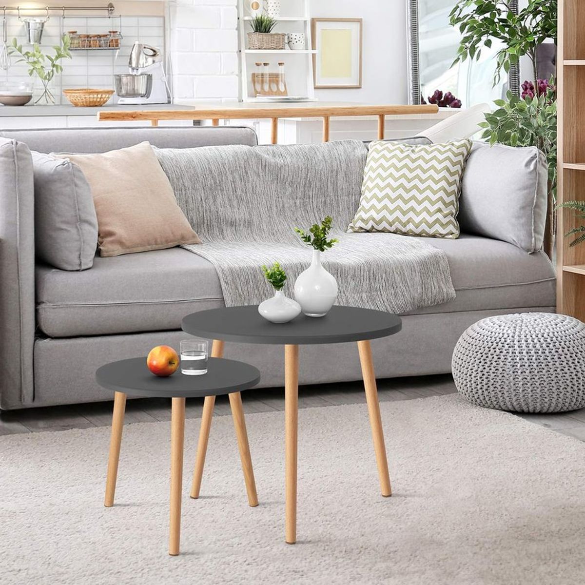 BANZAY - Juego Mesas Centro de Sala Nórdica - Gris