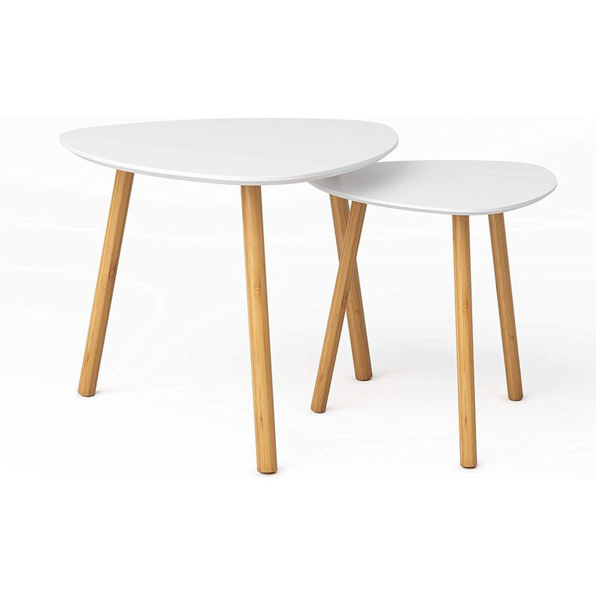 BANZAY - Juego Mesas Centro de Sala Nórdica Triangular - Blanco