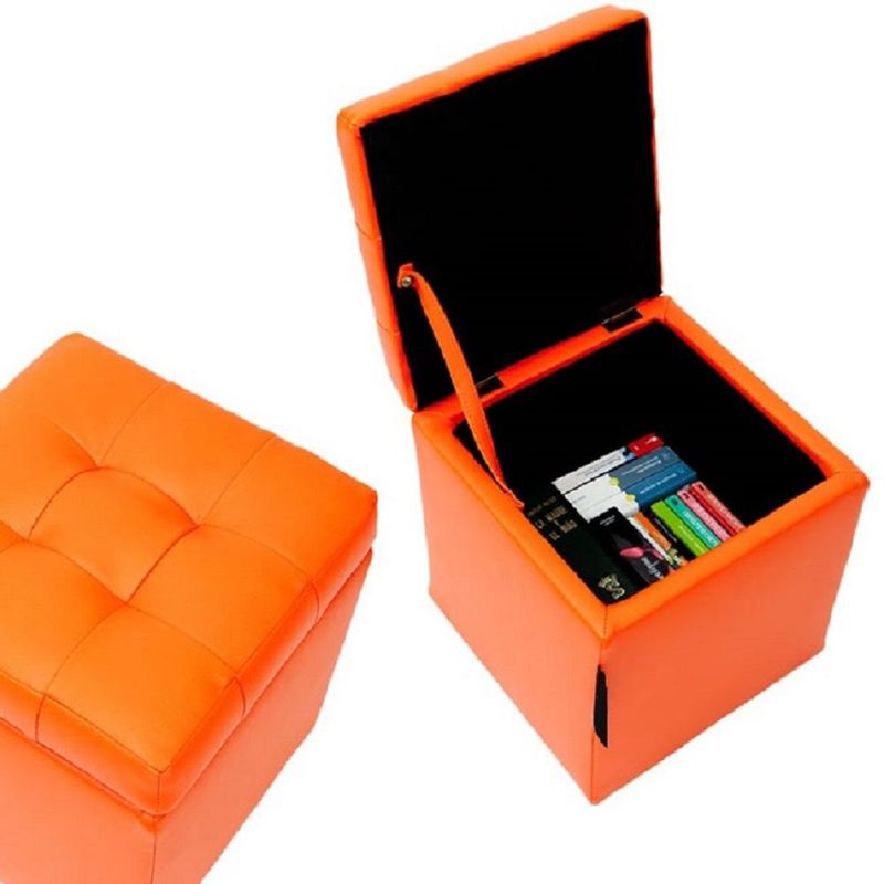BANZAY - Baul Organizador Puff Individual 40x40 - Naranja