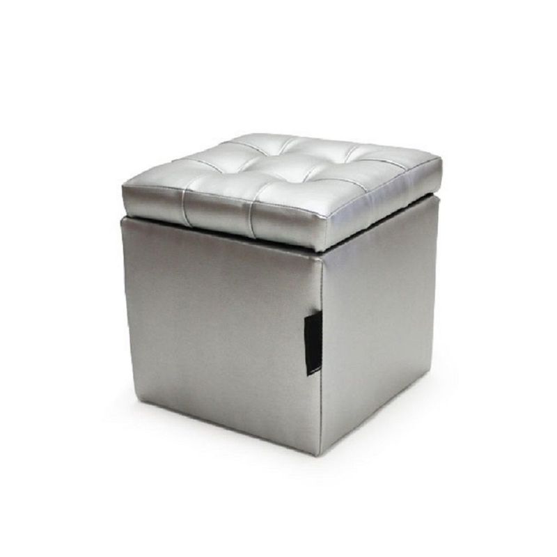 BANZAY - Baul Organizador Puff Individual 40x40 - Plateado