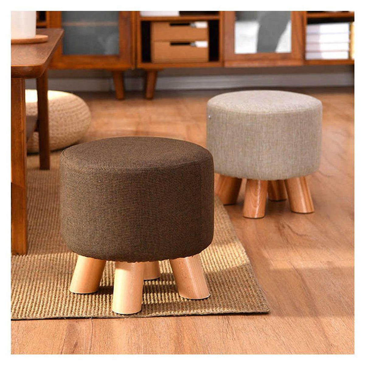 BANZAY - Puff Auxiliar Butaco ReposaPies Redondo - Café