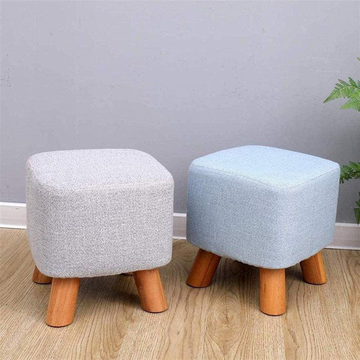 BANZAY - Puff Auxiliar Butaco Cuadrado ReposaPies - Gris Claro