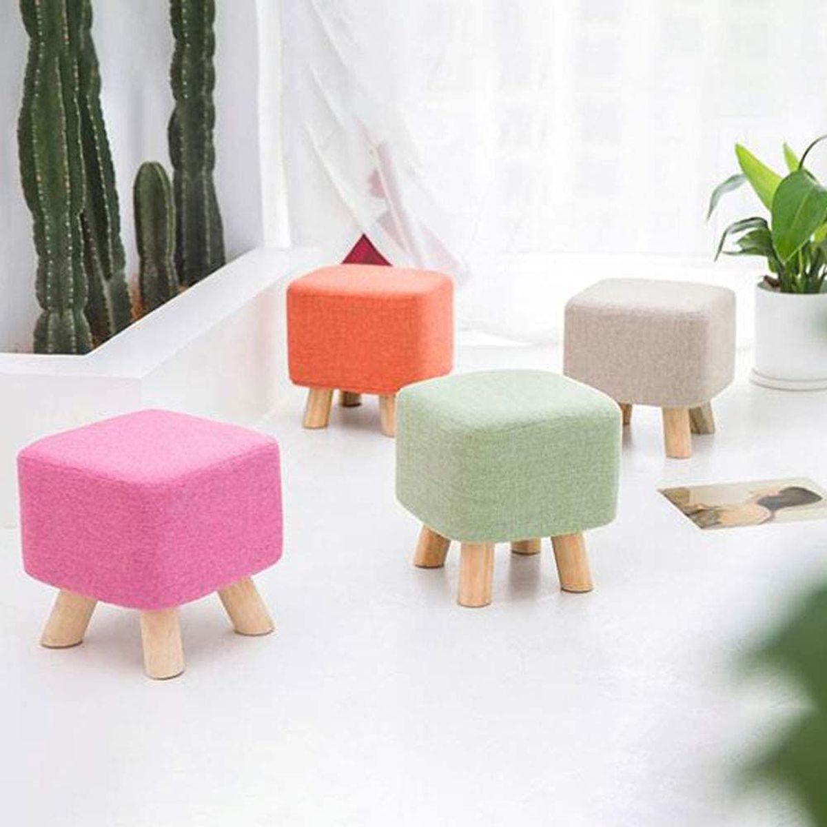 BANZAY - Puff Auxiliar Butaco Cuadrado ReposaPies - Verde Menta