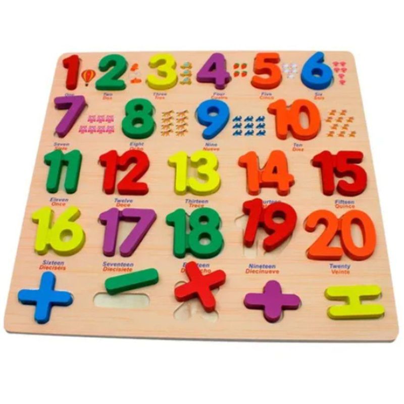 JUGUETERIA EXPRESS - Tablero didactica de madera ingles - español  numeros