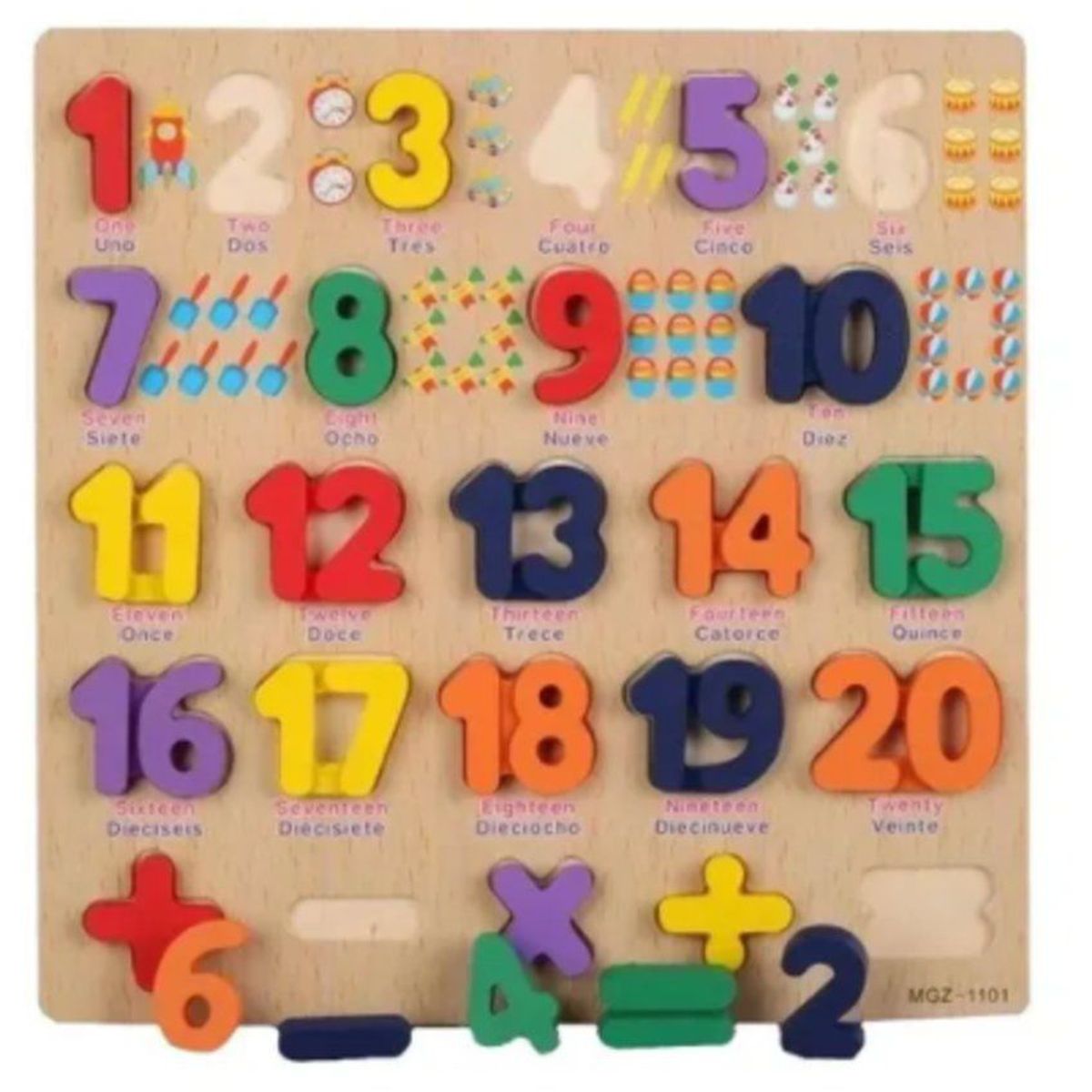 JUGUETERIA EXPRESS - Tablero didactica de madera ingles - español  numeros