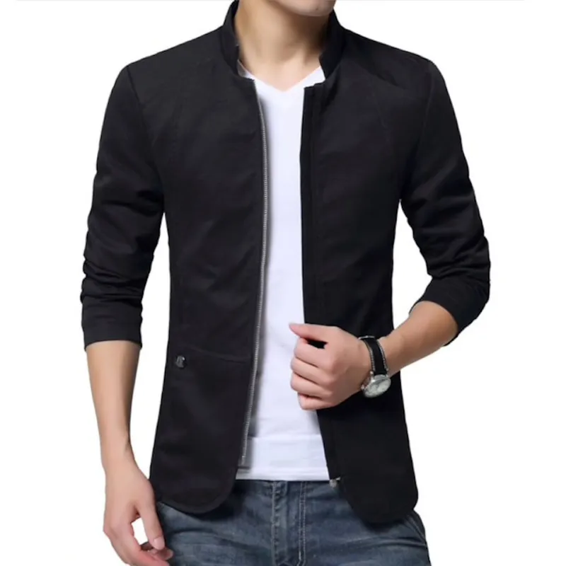 UBMD - Chaqueta Hombre Casual Slim Fit Cremallera MWJ1778 Negro.
