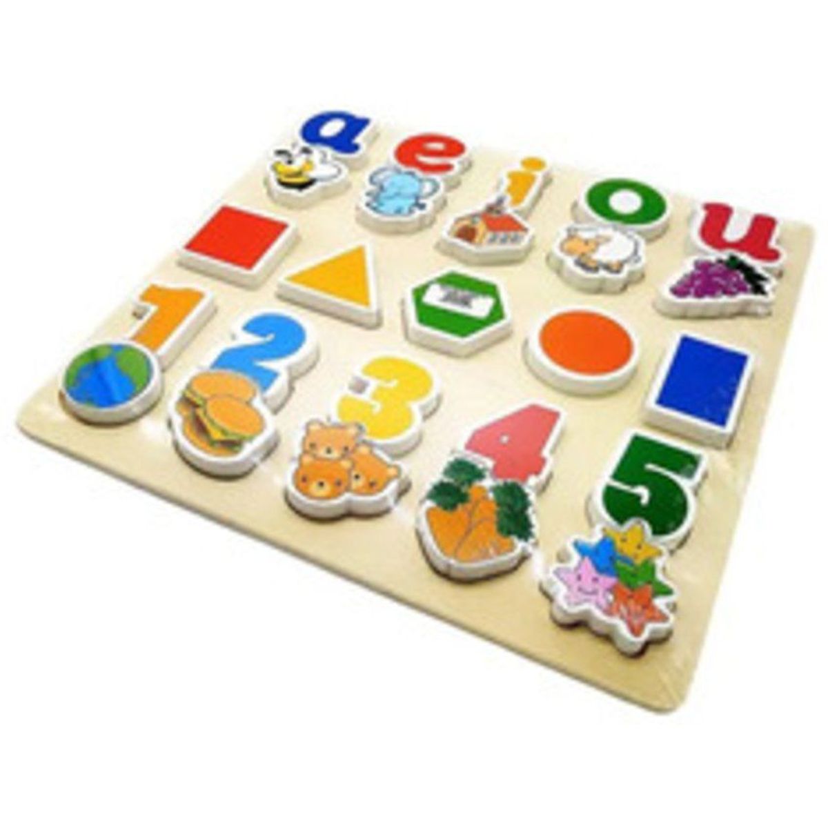 JUGUETERIA EXPRESS - Tablero de madera didáctico encajable vocales números y figuras