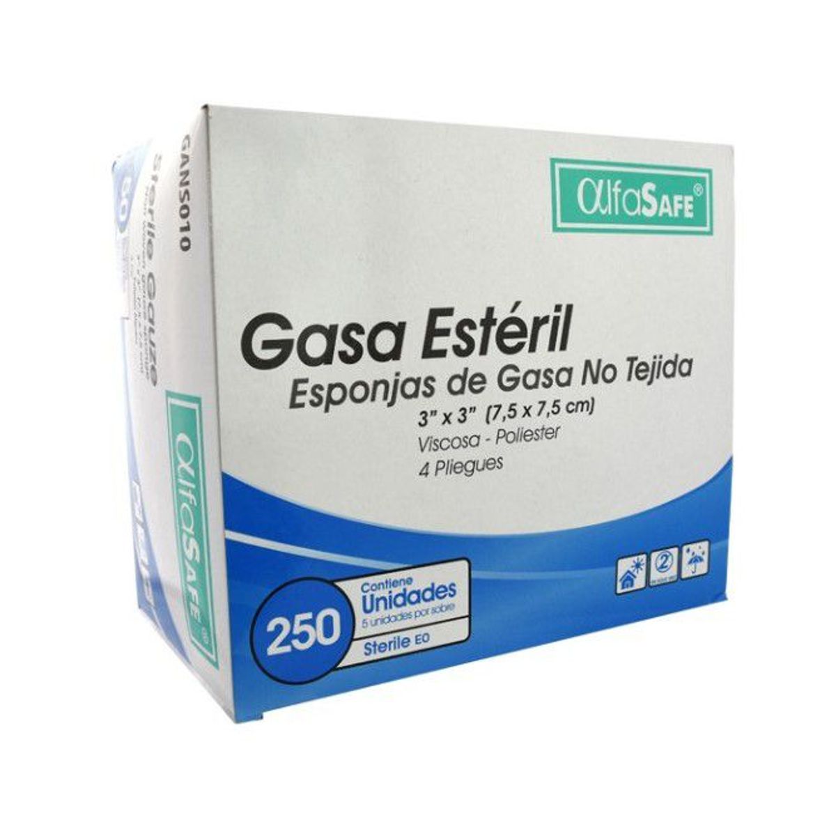ALFA SAFE - Gasa No Tejida Esteril Caja x 50 Sobres Alfa Safe x 4 cajas