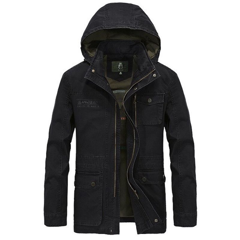 UBMD - Chaqueta Hombre Militar Capucha Casual Algodon Larga 327_.