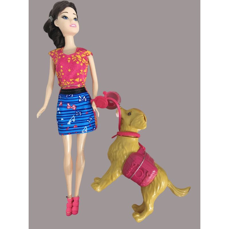 JUGUETERIA EXPRESS - Muñeca fenbo paseador de perros con accesorios