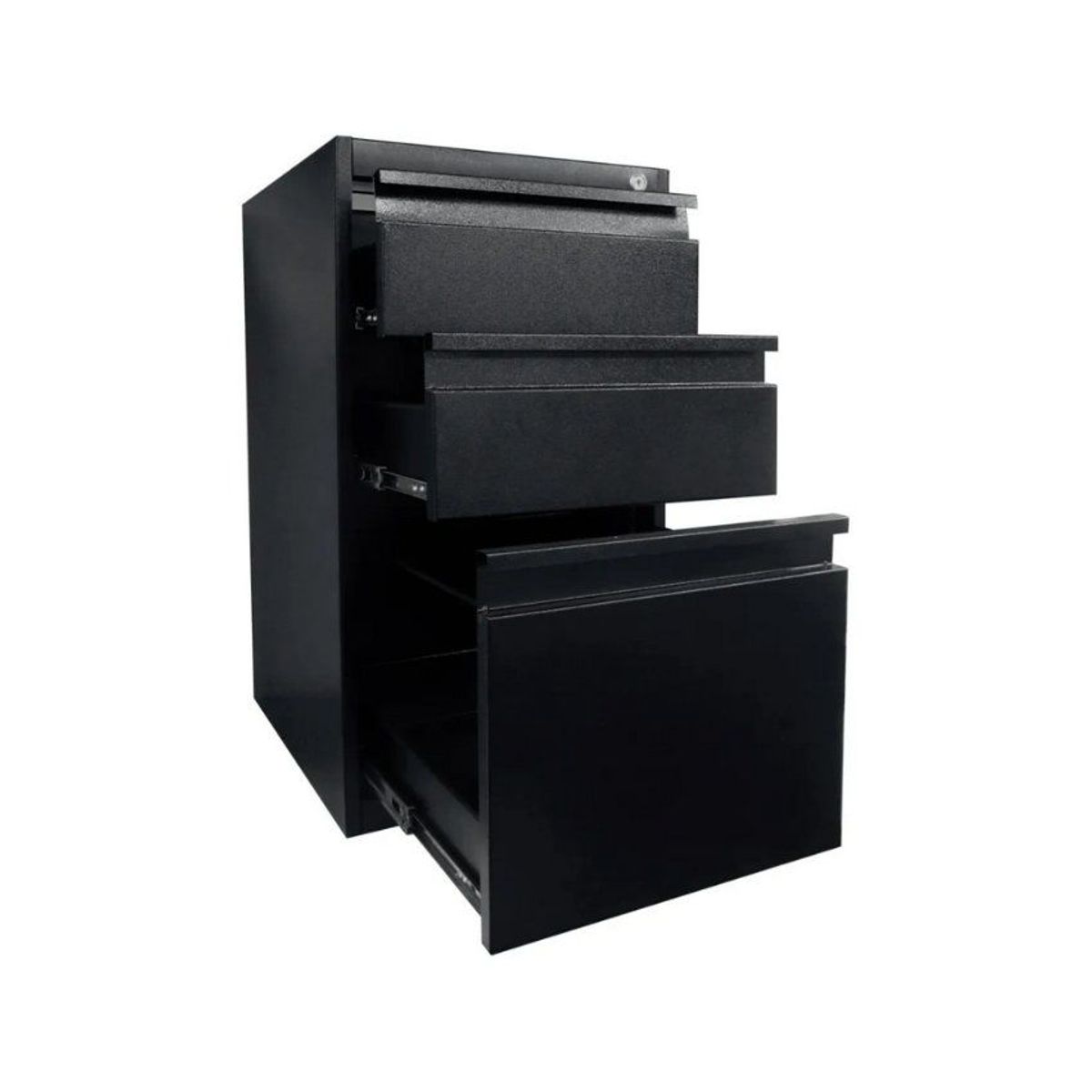 GENERICO - Archivador metálico 2 cajones y 1 gaveta sin tapa color Negro