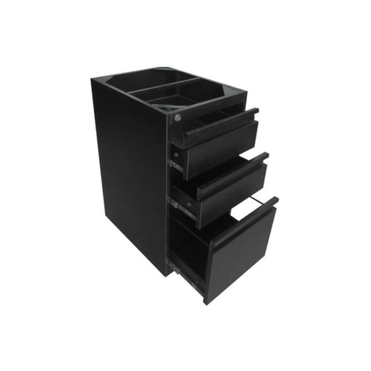 GENERICO - Archivador metálico 2 cajones y 1 gaveta sin tapa color Negro