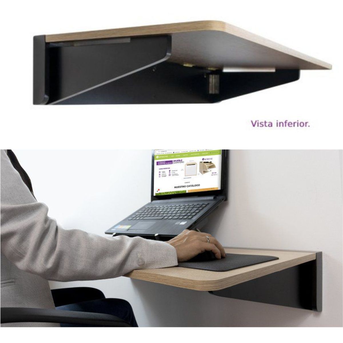 GENERICO - Escritorio Plegable de Pared para Oficina Y Hogar en Madera 80x49 Cm