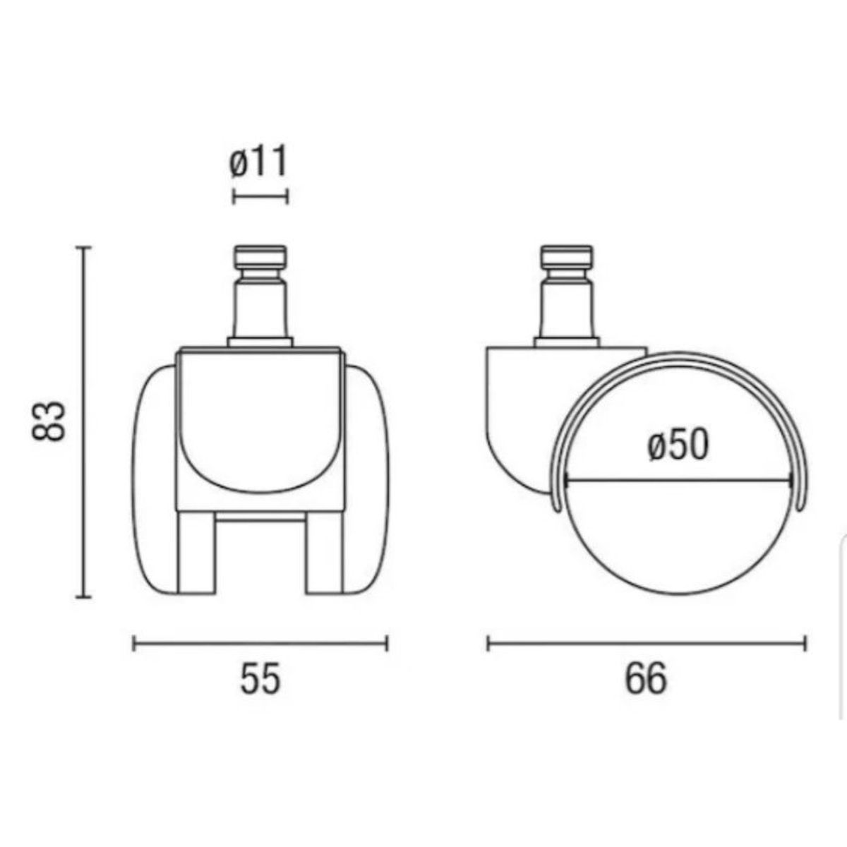 GENERICO - Rodachinas ruedas standar de 50mm en nylon para silla oficina