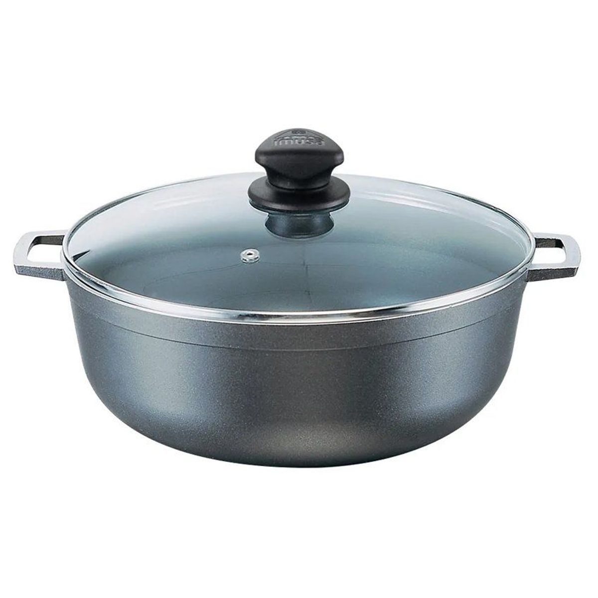 IMUSA - Caldero Fundido Imusa Antiadherente Tapa de Vidrio 26 Cm