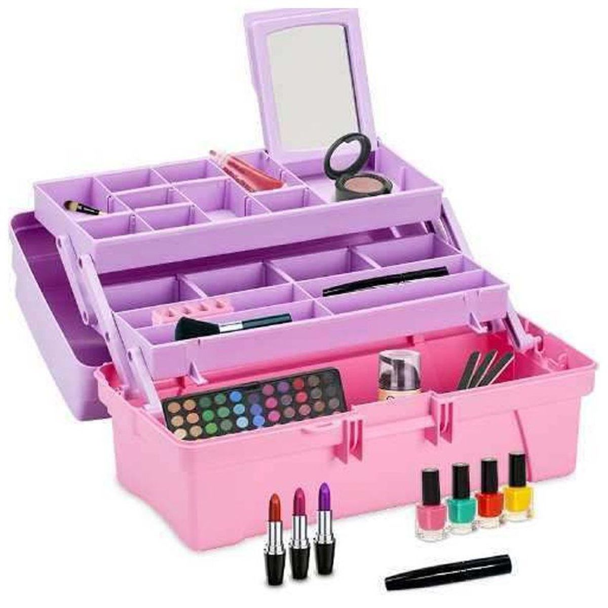 RIMAX - Caja Organizadora Vanity Rosado Lila 14" Rimax