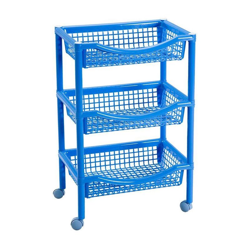 RIMAX - Canasta Móvil Rectangular de 3 Niveles Rimax Azul Verano