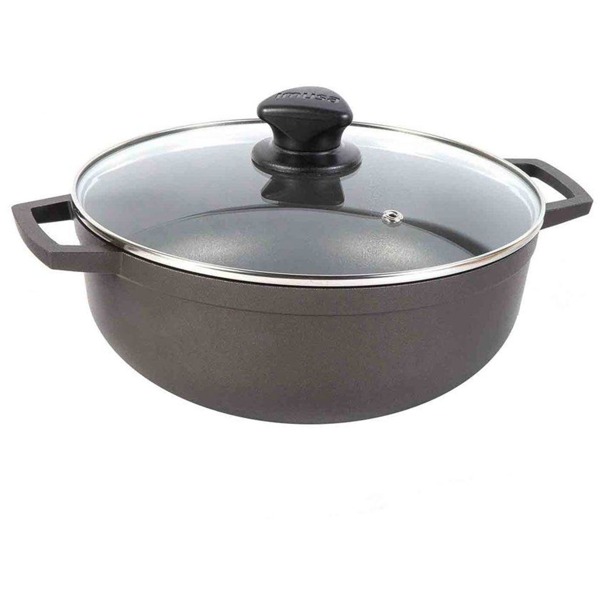 IMUSA - Caldero Fundido Imusa Antiadherente Tapa de Vidrio 24 Cm