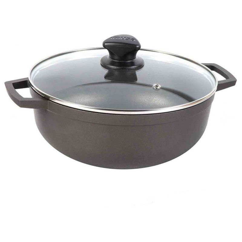 IMUSA - Caldero Fundido Imusa Antiadherente Tapa de Vidrio 24 Cm
