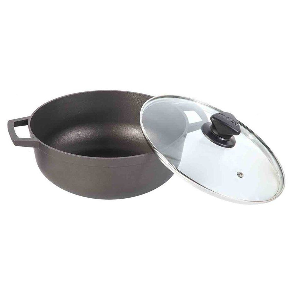 IMUSA - Caldero Fundido Imusa Antiadherente Tapa de Vidrio 24 Cm