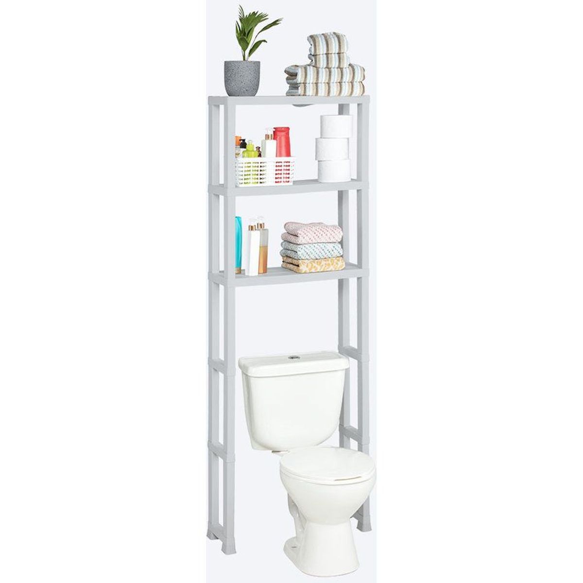 RIMAX - Estante Organizador 3 Niveles para Baño Rimax Gris Hielo.
