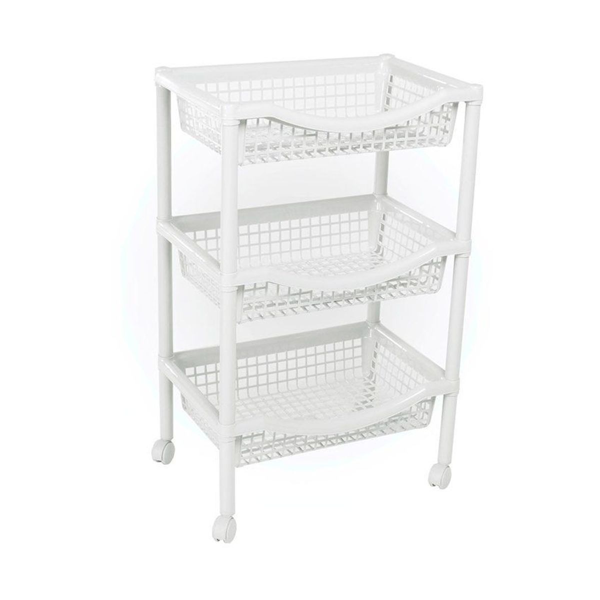 RIMAX - Canasta Móvil Rectangular de 3 Niveles Rimax Blanca