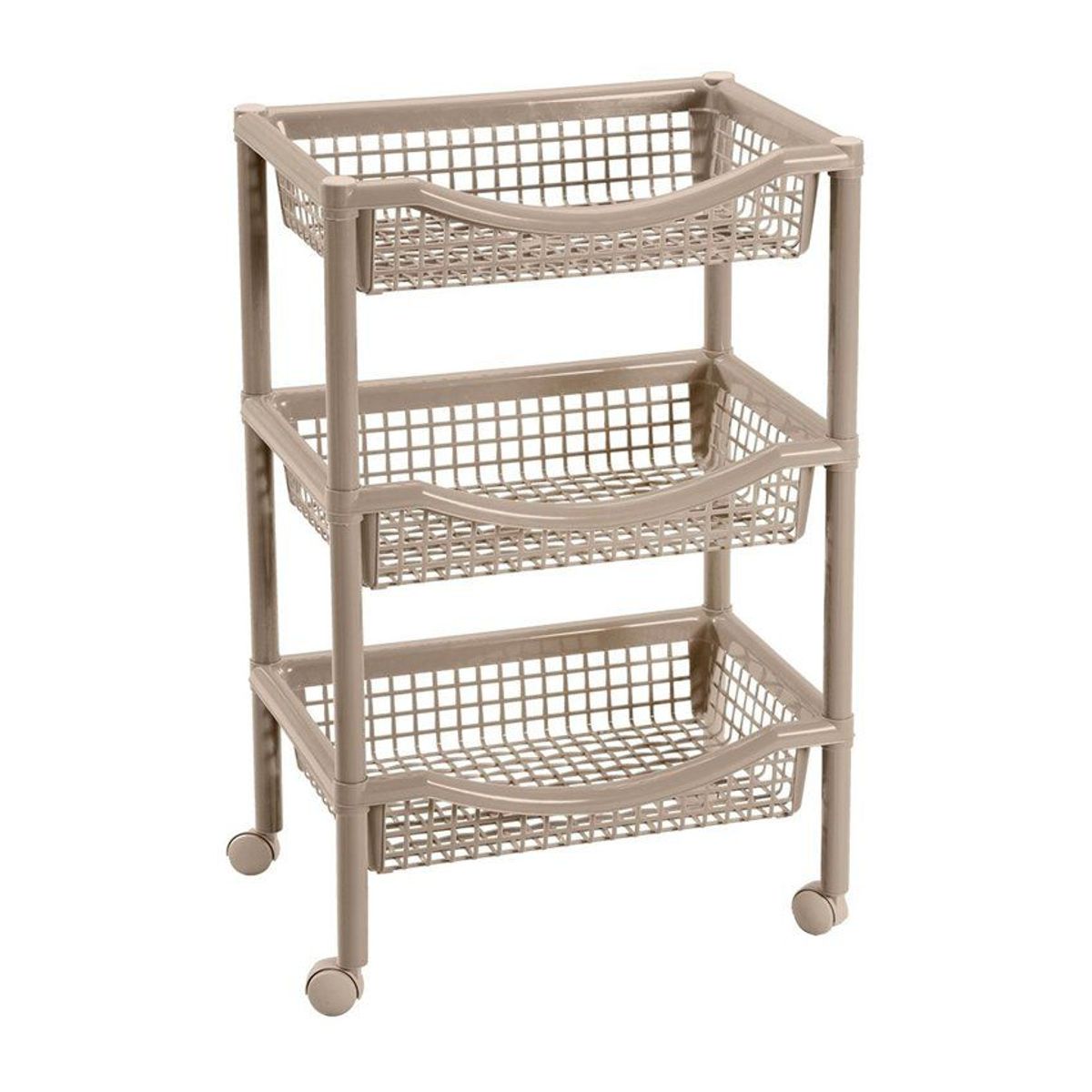 RIMAX - Canasta Móvil Rectangular de 3 Niveles Rimax Taupe