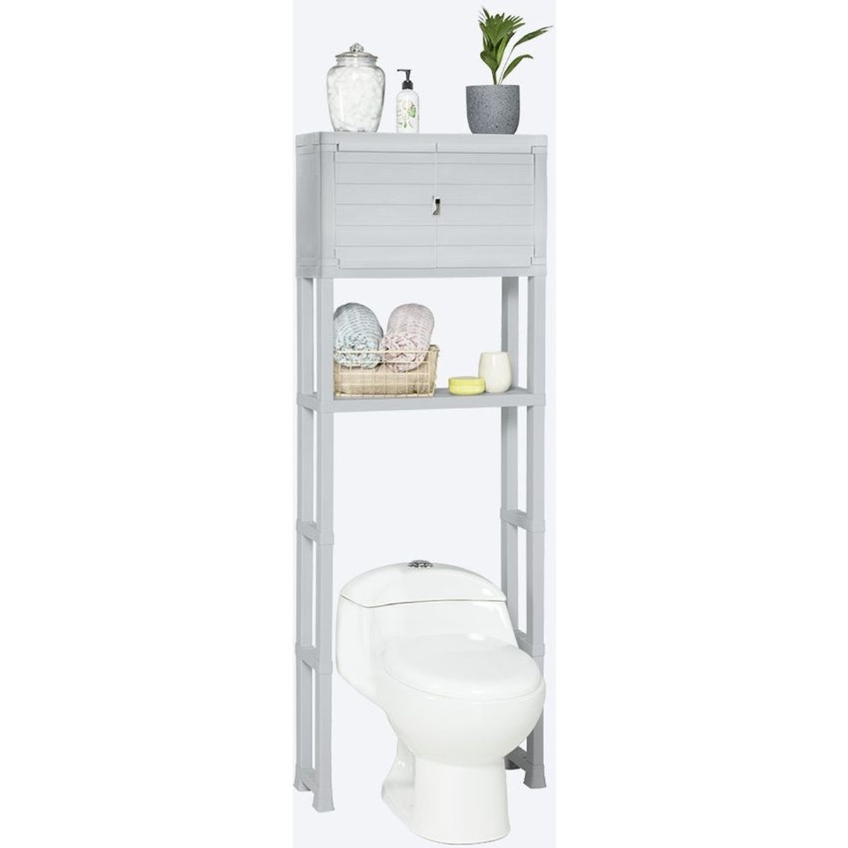 RIMAX - Estante Organizador con Puertas para Baño Rimax Gris Hielo